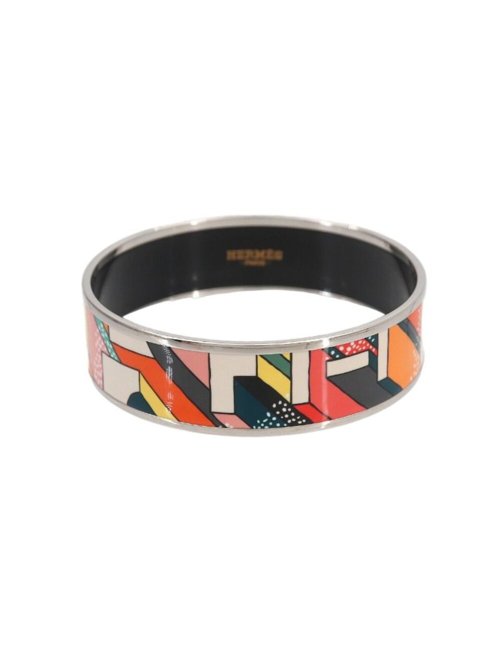 Hermes Enamel Bangle Bracelet Multicolor Gold Email